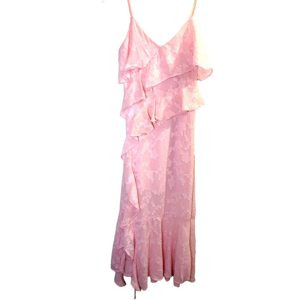 Wild Fable XS Dress Ruffled Halter Midi Pink Floral Skinny Strappy Fairy NEW